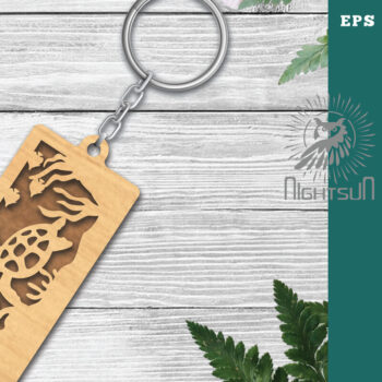 Intra απο ξύλο plywood 3mm-4mm πάχος – Μπρελόκ κοπής με λέιζερ υποβρύχιας σκηνής 4 Δίασταση  5x5 cm INTRAFABR-115318940 - Image 1