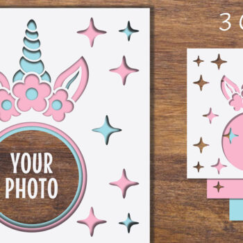 Intra απο ξύλο plywood 3mm-4mm πάχος – Unicorn 3D Layered Frame Papercut 1 Δίασταση  45x45 cm INTRAFABR-97611034 - Image 1