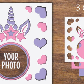 Intra απο ξύλο plywood 3mm-4mm πάχος – Unicorn 3D Layered Frame Papercut 2 Δίασταση  45x45 cm INTRAFABR-97611067 - Image 1