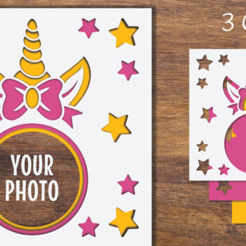 Intra απο ξύλο plywood 3mm-4mm πάχος – Unicorn 3D Layered Frame Papercut 3 Δίασταση  45x45 cm INTRAFABR-97611099 - Image 1