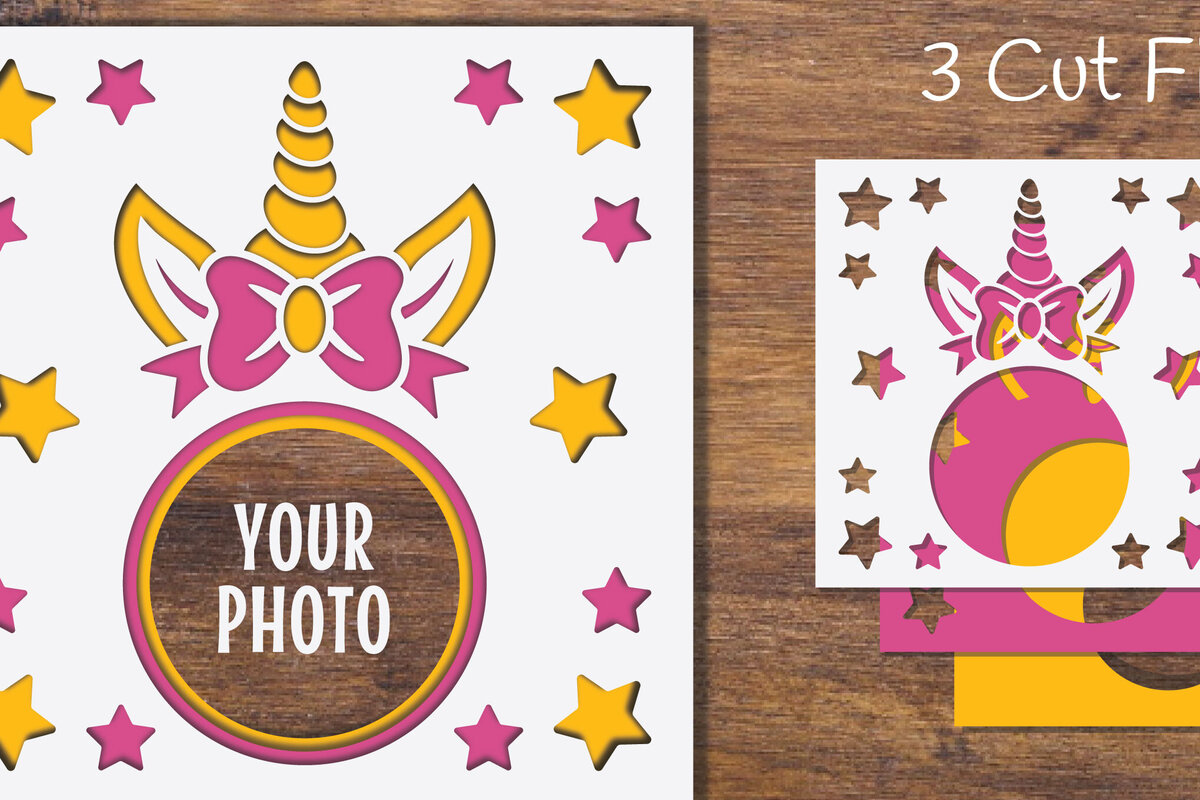 Intra απο ξύλο plywood 3mm-4mm πάχος – Unicorn 3D Layered Frame Papercut 3 Δίασταση  45x45 cm INTRAFABR-97611099