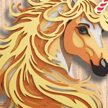 Intra απο ξύλο plywood 3mm-4mm πάχος – Αρχεία λέιζερ πολλαπλών επιπέδων Unicorn 3D Δίασταση  20x20 cm INTRAFABR-109079248 - Image 2