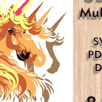 Intra απο ξύλο plywood 3mm-4mm πάχος – Αρχεία λέιζερ πολλαπλών επιπέδων Unicorn 3D Δίασταση  20x20 cm INTRAFABR-109079248 - Image 3