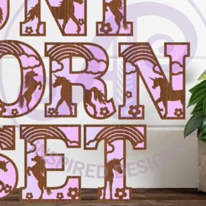 Intra απο ξύλο plywood 3mm-4mm πάχος – Σετ γραμμάτων αλφάβητου Μονόκερος. 2 Επίπεδο 49 Δίασταση  20x20 cm INTRAFABR-95643508