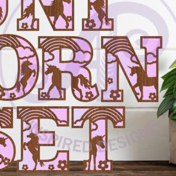 Intra απο ξύλο plywood 3mm-4mm πάχος – Σετ γραμμάτων αλφάβητου Μονόκερος. 2 Επίπεδο 49 Δίασταση  20x20 cm INTRAFABR-95643508 - Image 1