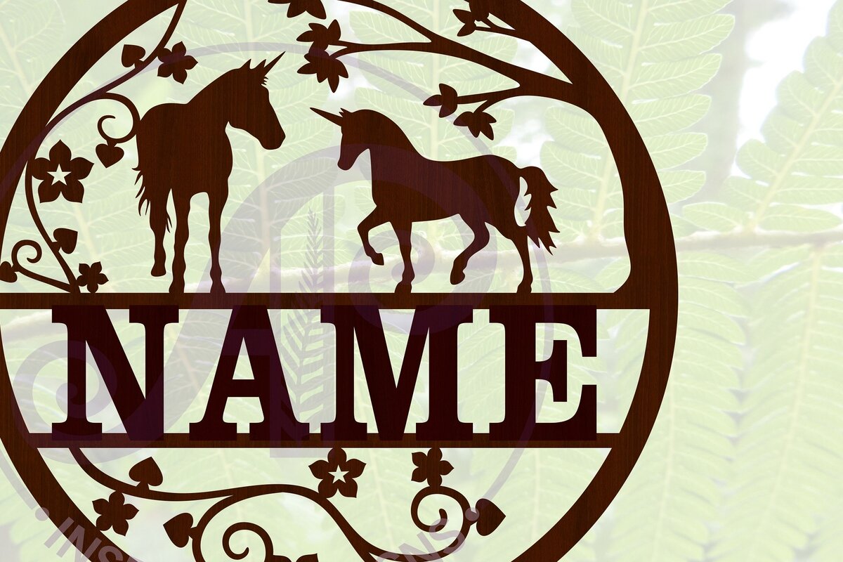 Intra απο ξύλο plywood 3mm-4mm πάχος – Αρχείο περικοπής Name Unicorn and Vines Δίασταση  20x20 cm INTRAFABR-67499138