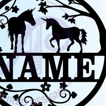 Intra απο ξύλο plywood 3mm-4mm πάχος – Αρχείο περικοπής Name Unicorn and Vines Δίασταση  20x20 cm INTRAFABR-67499138 - Image 3