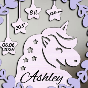 Intra απο ξύλο plywood 3mm-4mm πάχος – Unicorn Baby Ανακοίνωση Σημάδι Νεογέννητο Δίασταση  20x20 cm INTRAFABR-107829609 - Image 1