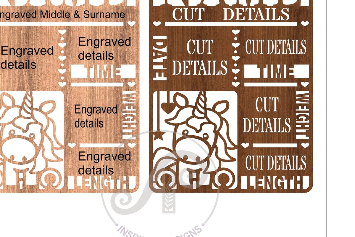 Intra απο ξύλο plywood 3mm-4mm πάχος – Unicorn Baby Stats, Birth Plaquefile Δίασταση  20x20 cm INTRAFABR-67521083