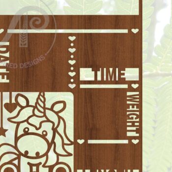 Intra απο ξύλο plywood 3mm-4mm πάχος – Unicorn Baby Stats, Birth Plaquefile Δίασταση  20x20 cm INTRAFABR-67521083 - Image 3