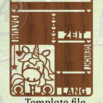 Intra απο ξύλο plywood 3mm-4mm πάχος – Unicorn Baby Stats, Birth Plaquefile Δίασταση  20x20 cm INTRAFABR-67521083 - Image 4