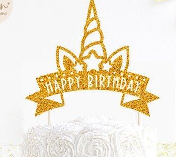 Intra απο ξύλο plywood 3mm-4mm πάχος – Unicorn Birthday Cake Topper Δίασταση  20x20 cm INTRAFABR-40416098 - Image 1