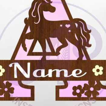 Intra απο ξύλο plywood 3mm-4mm πάχος – Μονόκερος κεφαλαίο μονόγραμμα επιστολή α Δίασταση  20x20 cm INTRAFABR-118319380 - Image 1