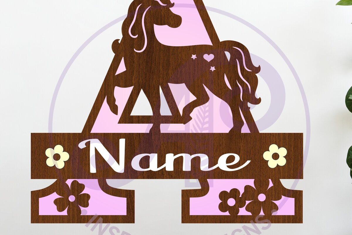 Intra απο ξύλο plywood 3mm-4mm πάχος – Μονόκερος κεφαλαίο μονόγραμμα επιστολή α Δίασταση  20x20 cm INTRAFABR-118319380