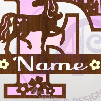 Intra απο ξύλο plywood 3mm-4mm πάχος – Μονόκερος κεφαλαίο μονόγραμμα Επιστολή F Δίασταση  20x20 cm INTRAFABR-118319313 - Image 1