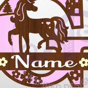 Intra απο ξύλο plywood 3mm-4mm πάχος – Μονόκερος κεφαλαίο μονόγραμμα Γράμμα G Δίασταση  20x20 cm INTRAFABR-118319299 - Image 1