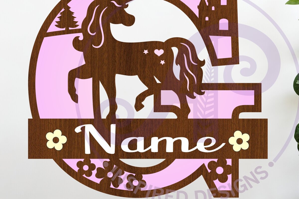 Intra απο ξύλο plywood 3mm-4mm πάχος – Μονόκερος κεφαλαίο μονόγραμμα Γράμμα G Δίασταση  20x20 cm INTRAFABR-118319299