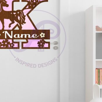 Intra απο ξύλο plywood 3mm-4mm πάχος – Μονόκερος κεφαλαίο μονόγραμμα Επιστολή Κ Δίασταση  20x20 cm INTRAFABR-118319248 - Image 2