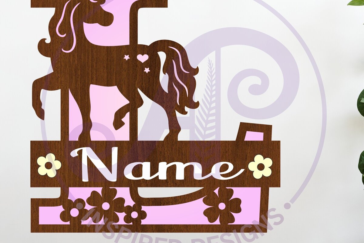 Intra απο ξύλο plywood 3mm-4mm πάχος – Μονόκερος κεφαλαίο μονόγραμμα Γράμμα L Δίασταση  20x20 cm INTRAFABR-118319231