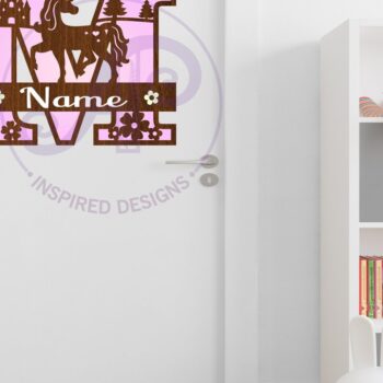 Intra απο ξύλο plywood 3mm-4mm πάχος – Μονόκερος κεφαλαίο μονόγραμμα Γράμμα M Δίασταση  20x20 cm INTRAFABR-118319199 - Image 2