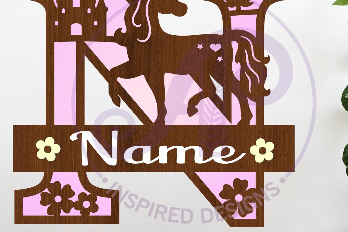 Intra απο ξύλο plywood 3mm-4mm πάχος – Μονόκερος κεφαλαίο μονόγραμμα Επιστολή N Δίασταση  20x20 cm INTRAFABR-118319190