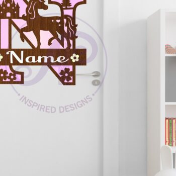 Intra απο ξύλο plywood 3mm-4mm πάχος – Μονόκερος κεφαλαίο μονόγραμμα Επιστολή N Δίασταση  20x20 cm INTRAFABR-118319190 - Image 2