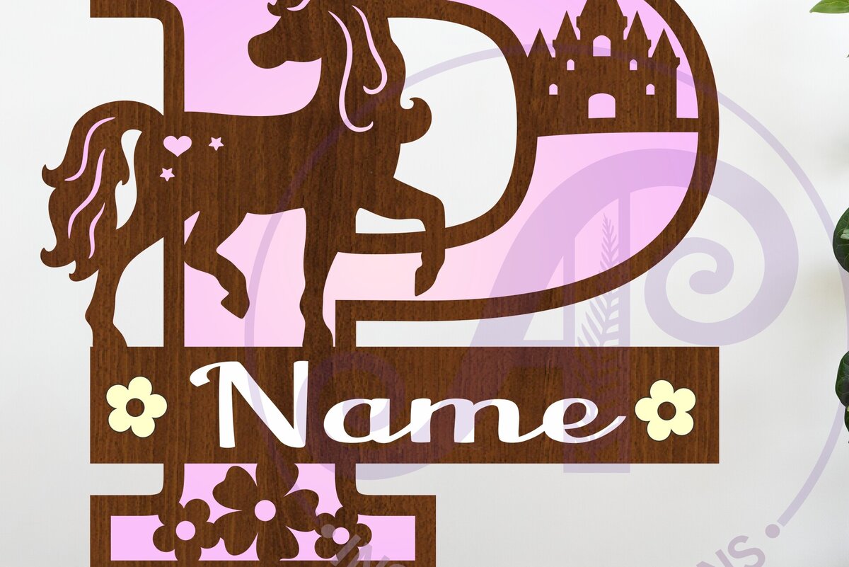 Intra απο ξύλο plywood 3mm-4mm πάχος – Μονόκερος κεφαλαίο μονόγραμμα Γράμμα P Δίασταση  20x20 cm INTRAFABR-118319165