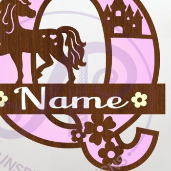 Intra απο ξύλο plywood 3mm-4mm πάχος – Μονόκερος κεφαλαίο μονόγραμμα Γράμμα Q Δίασταση  20x20 cm INTRAFABR-118319148 - Image 1