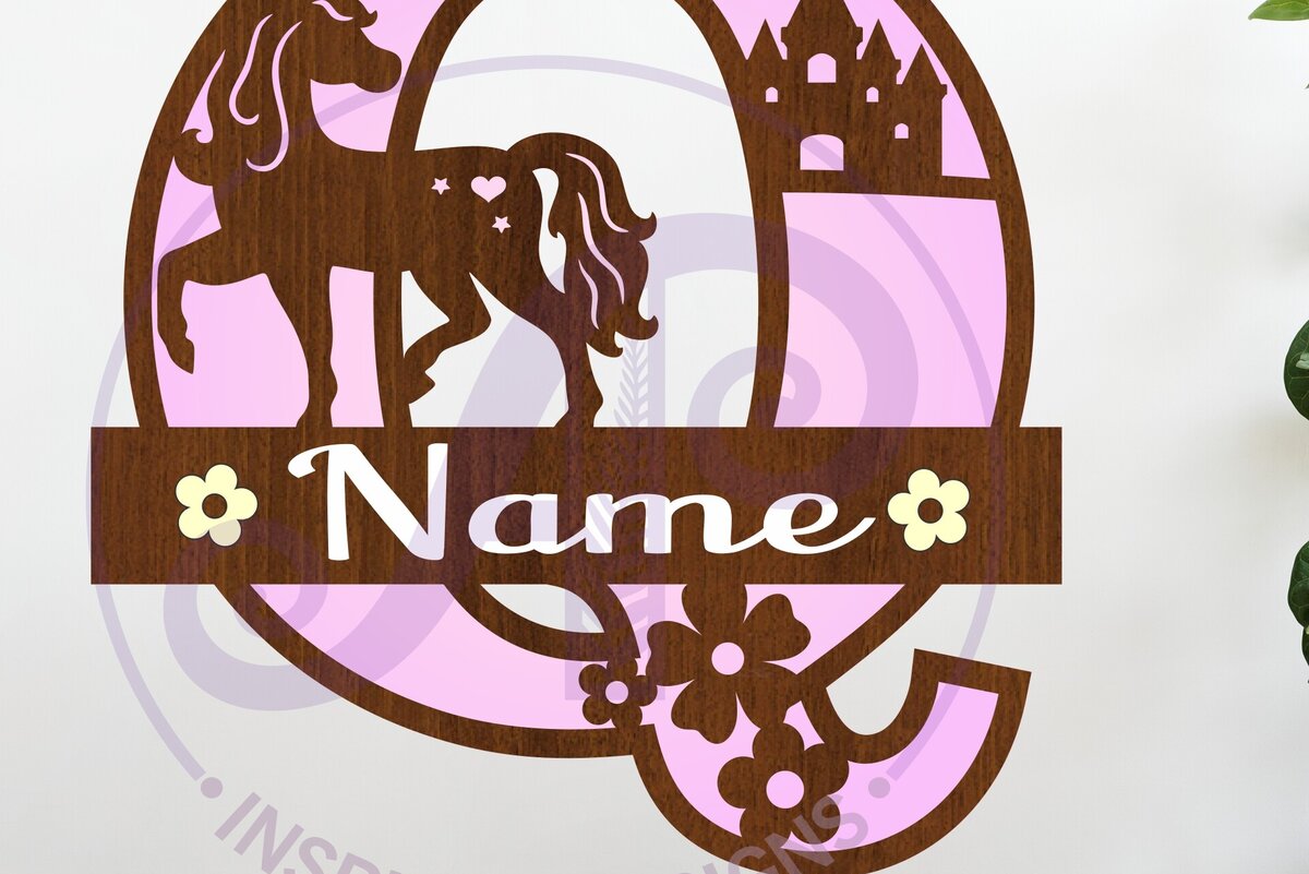 Intra απο ξύλο plywood 3mm-4mm πάχος – Μονόκερος κεφαλαίο μονόγραμμα Γράμμα Q Δίασταση  20x20 cm INTRAFABR-118319148