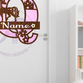 Intra απο ξύλο plywood 3mm-4mm πάχος – Μονόκερος κεφαλαίο μονόγραμμα Γράμμα Q Δίασταση  20x20 cm INTRAFABR-118319148 - Image 2