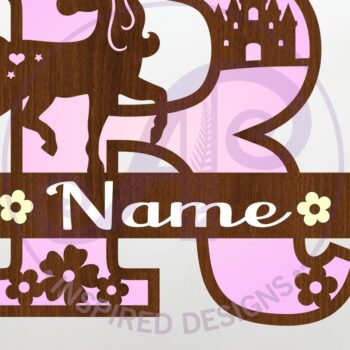 Intra απο ξύλο plywood 3mm-4mm πάχος – Μονόκερος κεφαλαίο μονόγραμμα Γράμμα R Δίασταση  20x20 cm INTRAFABR-118319130 - Image 1