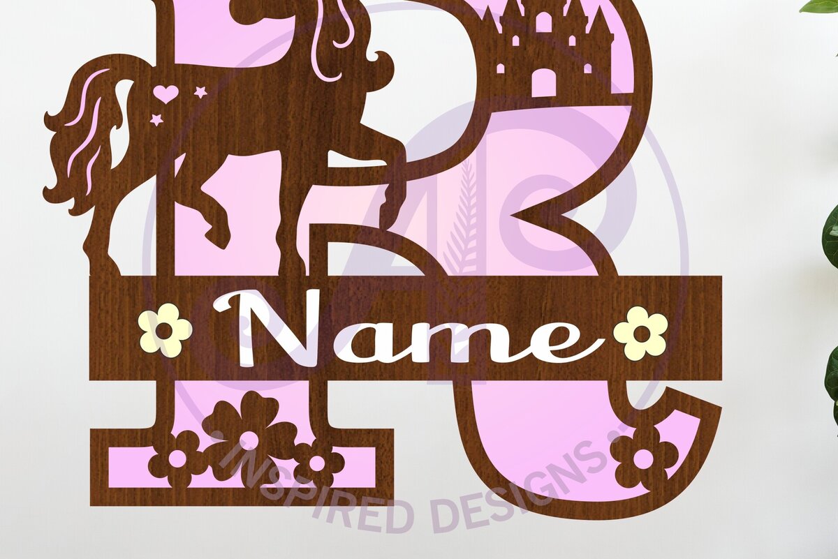 Intra απο ξύλο plywood 3mm-4mm πάχος – Μονόκερος κεφαλαίο μονόγραμμα Γράμμα R Δίασταση  20x20 cm INTRAFABR-118319130