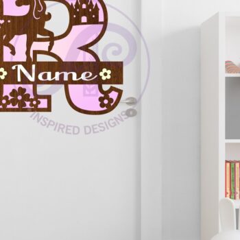 Intra απο ξύλο plywood 3mm-4mm πάχος – Μονόκερος κεφαλαίο μονόγραμμα Γράμμα R Δίασταση  20x20 cm INTRAFABR-118319130 - Image 2