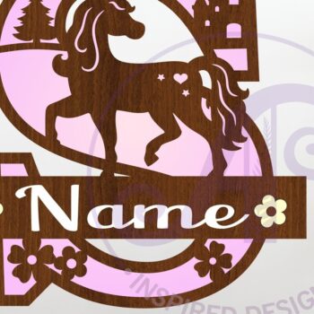 Intra απο ξύλο plywood 3mm-4mm πάχος – Μονόκερος κεφαλαίο μονόγραμμα Επιστολή S Δίασταση  20x20 cm INTRAFABR-118319109 - Image 1