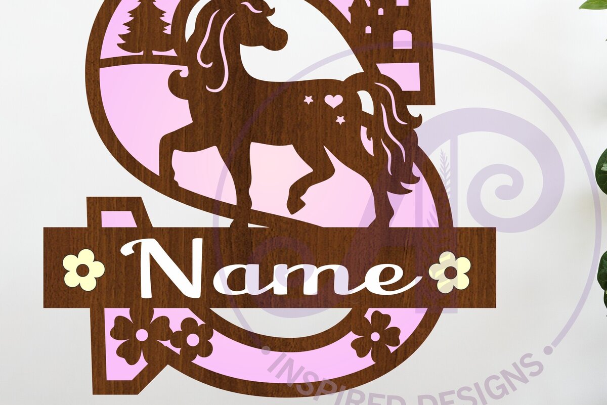 Intra απο ξύλο plywood 3mm-4mm πάχος – Μονόκερος κεφαλαίο μονόγραμμα Επιστολή S Δίασταση  20x20 cm INTRAFABR-118319109