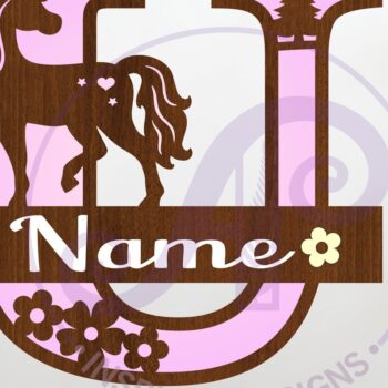 Intra απο ξύλο plywood 3mm-4mm πάχος – Μονόκερος κεφαλαίο μονόγραμμα Letter U Δίασταση 20x20 cm INTRAFABR-118318987 - Image 1