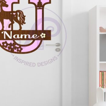 Intra απο ξύλο plywood 3mm-4mm πάχος – Μονόκερος κεφαλαίο μονόγραμμα Letter U Δίασταση 20x20 cm INTRAFABR-118318987 - Image 2