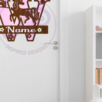 Intra απο ξύλο plywood 3mm-4mm πάχος – Μονόκερος κεφαλαίο μονόγραμμα Γράμμα W Δίασταση  20x20 cm INTRAFABR-118319069 - Image 2