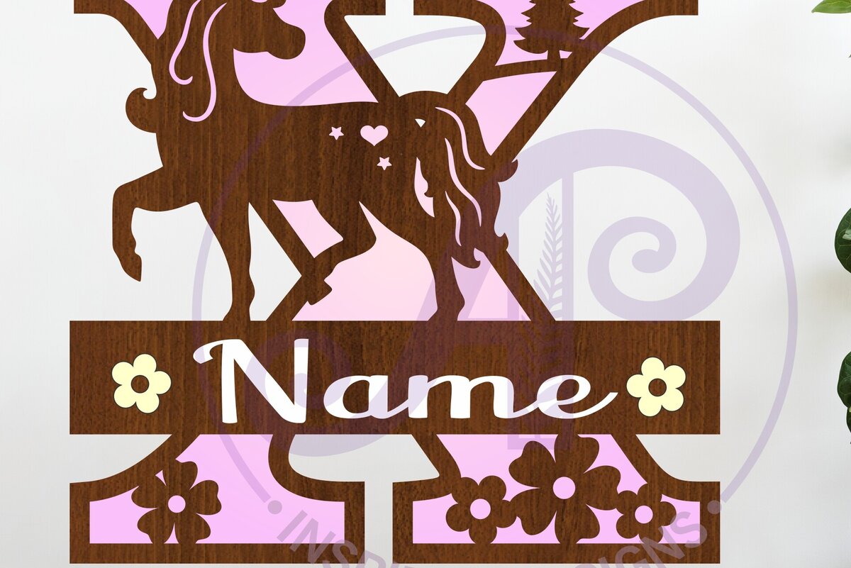 Intra απο ξύλο plywood 3mm-4mm πάχος – Μονόκερος κεφαλαίο μονόγραμμα Γράμμα X Δίασταση  20x20 cm INTRAFABR-118319063