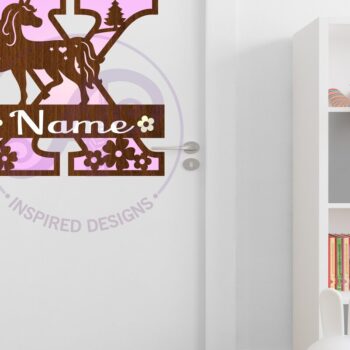 Intra απο ξύλο plywood 3mm-4mm πάχος – Μονόκερος κεφαλαίο μονόγραμμα Γράμμα X Δίασταση  20x20 cm INTRAFABR-118319063 - Image 2