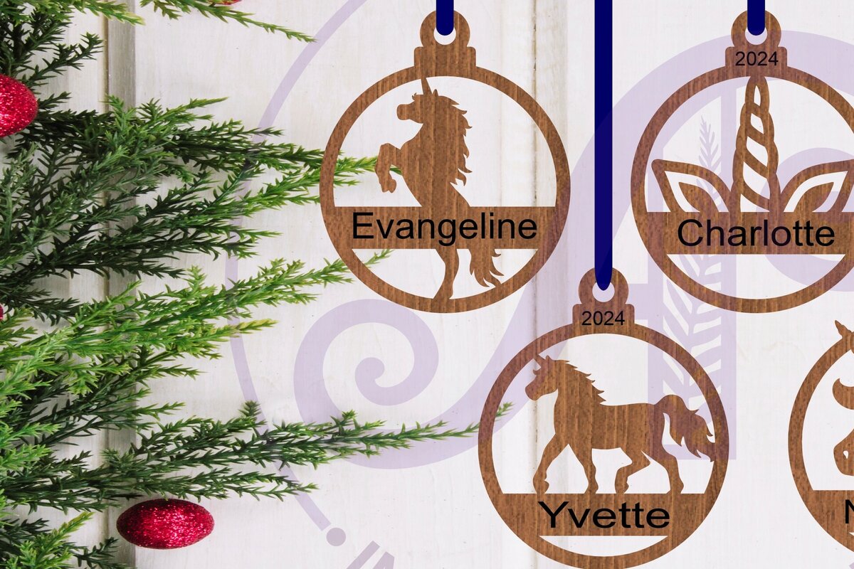 Intra απο ξύλο plywood 3mm-4mm πάχος – Μονόκερος Χριστουγεννιάτικο Στολίδι Δίασταση  20x20 cm INTRAFABR-107273141