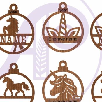 Intra απο ξύλο plywood 3mm-4mm πάχος – Μονόκερος Χριστουγεννιάτικο Στολίδι Δίασταση  20x20 cm INTRAFABR-107273141 - Image 3