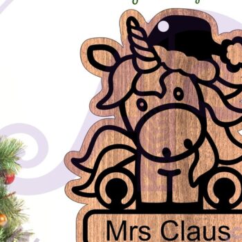 Intra απο ξύλο plywood 3mm-4mm πάχος – Μονόκερος Χριστουγεννιάτικο Στολίδι Δίασταση  20x20 cm INTRAFABR-102086792 - Image 1