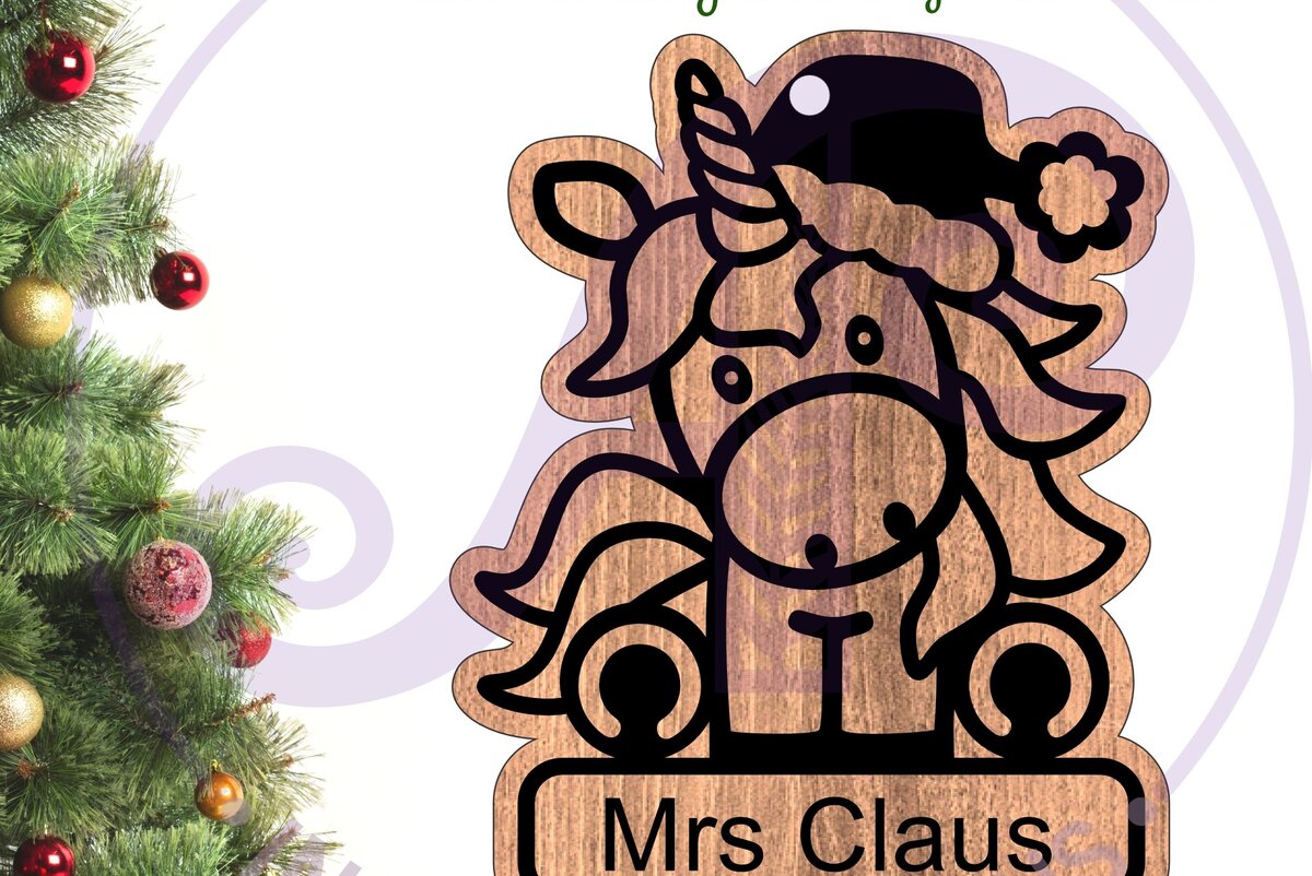 Intra απο ξύλο plywood 3mm-4mm πάχος – Μονόκερος Χριστουγεννιάτικο Στολίδι Δίασταση  20x20 cm INTRAFABR-102086792