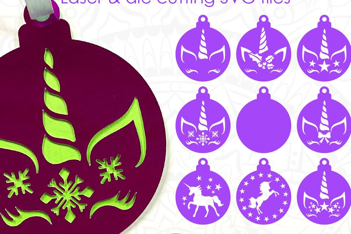 Intra απο ξύλο plywood 3mm-4mm πάχος – Μονόκερος Χριστουγεννιάτικο Στολίδι Laser Δίασταση  20x20 cm INTRAFABR-34277894