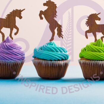 Intra απο ξύλο plywood 3mm-4mm πάχος – Unicorn Cupcake Toppers, 6 σχέδια Δίασταση  20x20 cm INTRAFABR-88860243 - Image 1