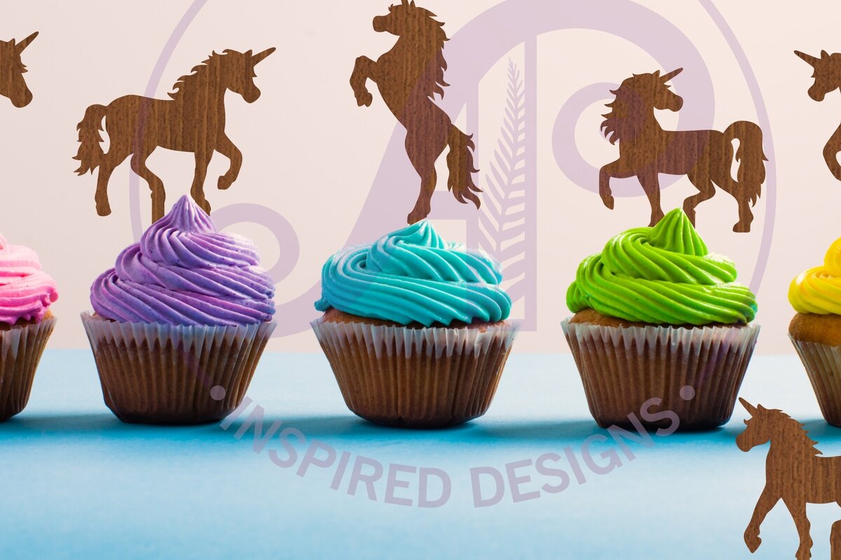 Intra απο ξύλο plywood 3mm-4mm πάχος – Unicorn Cupcake Toppers, 6 σχέδια Δίασταση  20x20 cm INTRAFABR-88860243