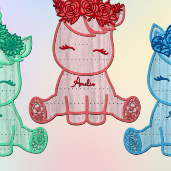 Intra απο ξύλο plywood 3mm-4mm πάχος – Σετ σκουλαρίκια μονόκερος Δίασταση  5x5 cm INTRAFABR-26351005 - Image 1