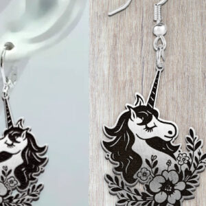 Intra απο ξύλο plywood 3mm-4mm πάχος – Σκουλαρίκια Unicorn. Δίασταση  5x5 cm INTRAFABR-120298043