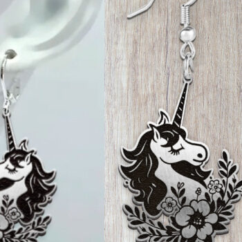 Intra απο ξύλο plywood 3mm-4mm πάχος – Σκουλαρίκια Unicorn. Δίασταση  5x5 cm INTRAFABR-120298043 - Image 1